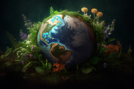 planet earth day flowers. care eco. Generate AIの素材