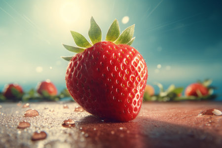 Strawberry 3d. Eco food plant. Generate AIの素材