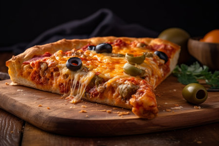 Slice rustic pizza olives. Snack margarita. Generate AIの素材