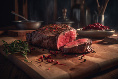 Steak beef cut. raw food table. Generate AIの素材