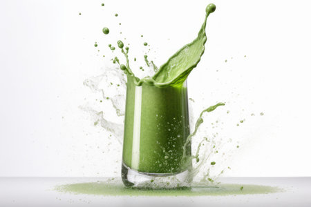 Splash green juice. Drink organic. Generate AIの素材