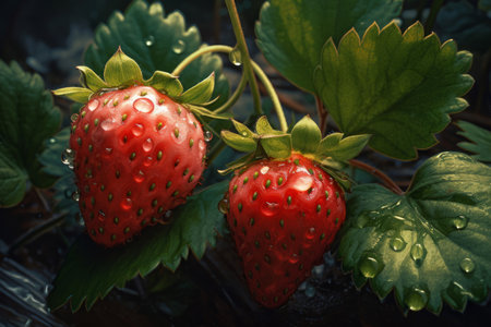 Strawberry bush. summer plant green. Generate AIの素材