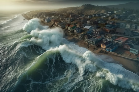 Big tsunami wave. nature energy. Generate AIの素材