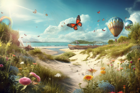 summer creative landscape. nature landscape. Generate AIの素材