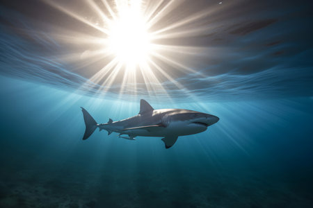 Big shark underwater mexico. island predator. Generate AIの素材