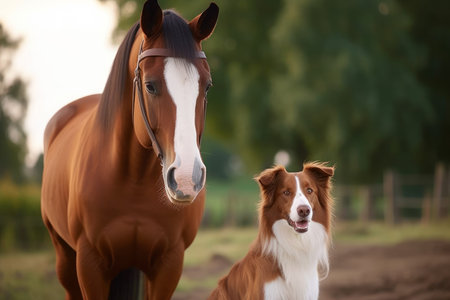 Collie dog horse. Ride free beautiful. Generate AIの素材