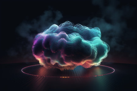 Abstract cloud neon colorful. color powder. Generate AIの素材