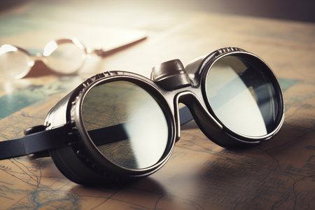 Travel tourist glasses map. tourism road. Generate AIの素材