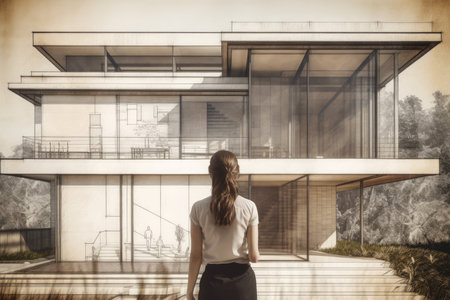 Architect house plan penhouse. Renovation extension. Generate AIの素材