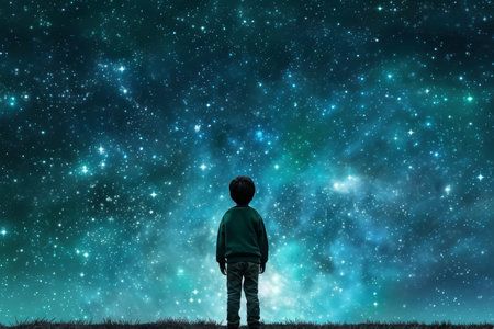 Astronomer starry sky night star telescope. planet galaxy. Generate AIの素材