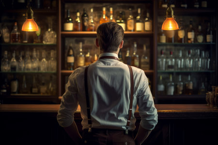 Bartender man bar. drink brewery. Generate AIの素材