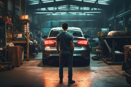 Car mechanic modern garage. motor workshop. Generate AIの素材