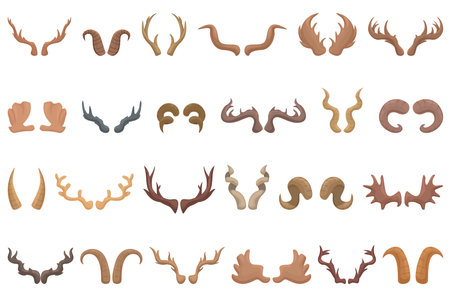 Antlers icons set cartoon vector. Deer horn. Wild animalのイラスト素材