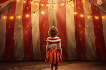 Circus tent arena performer girl. Rope show. Generate AIの素材