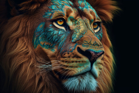 Lion head geometric. Zoo wild cat. Generate AIの素材