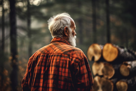 Lumberjack old person forest. people adult. Generate AIの素材