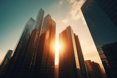Modern skyscrapers business. Urban city modern. Generate AIの素材