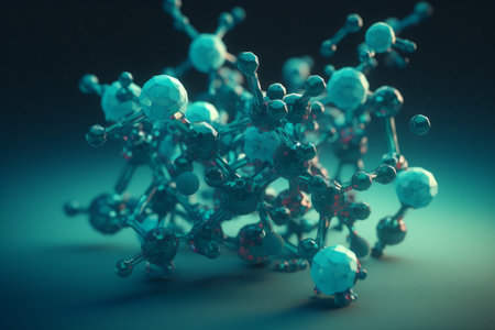 Molecule 3d art. Chemistry structure health. Generate AIの素材