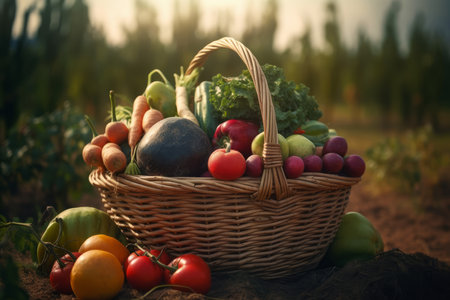 Vegetable basket. fresh organic food. Generate AIの素材