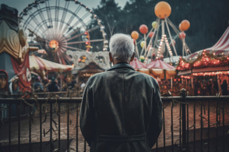 Old man amusement park. people fun. Generate AIの素材