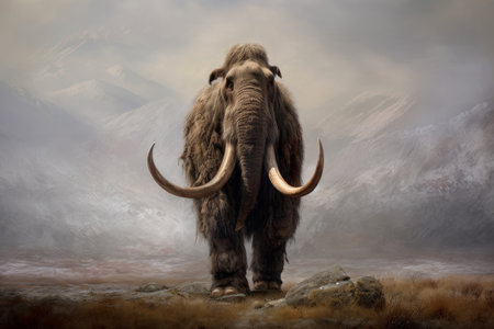 Prehistoric mammoth hunter old man. nature animal. Generate AIの素材