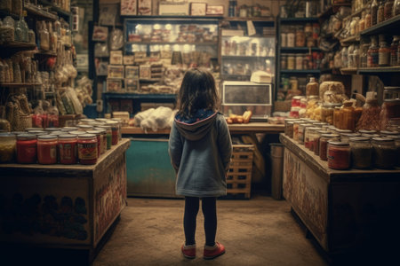 salesman girl market. service product. Generate AIの素材