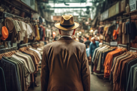 Salesman old man in hat market. sale business. Generate AIの素材