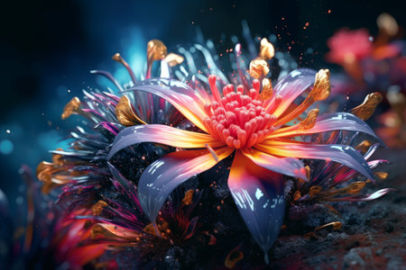 Abstract colorful flower macro. leaf bright. Generate AIの素材