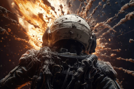 Apocalypse space cosmic spaceman. Impact astronaut. Generate AIの素材