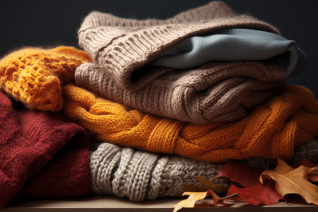 Clothes sweaters woolen autumn. textile home. Generate AIの素材