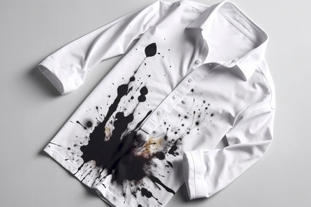 White shirt stained. food drop. Generate AIの素材