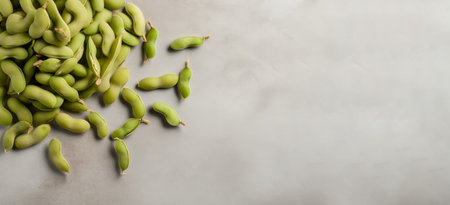 Edamame beans table banner. Top asian vegan. Generate AIの素材