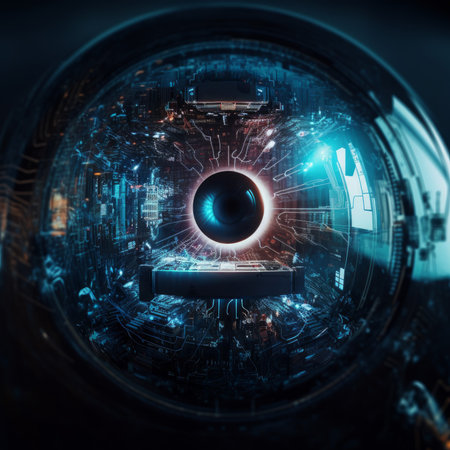 Eye electronic display science banner. internet future. Generate AIの素材