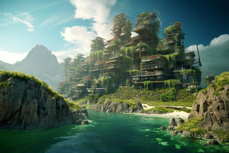 green utopia world. Futuristic future care. Generate AIの素材