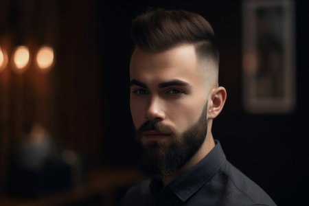 Haircut groomed beard style. hipster person. Generate AIの素材