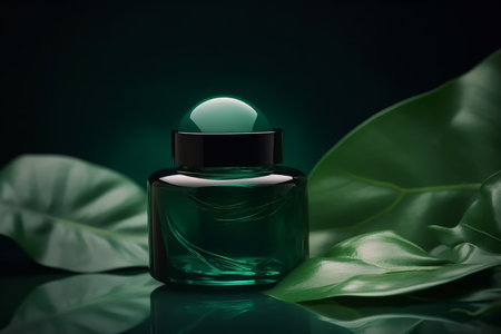 Green cosmetics pot perfume. medical care. Generate AIの素材