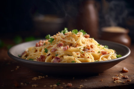 pasta carbonara. Dish italian recipe. Generate AIの素材