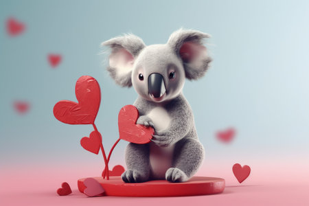 Cute love koala heart. branch food. Generate AIの素材