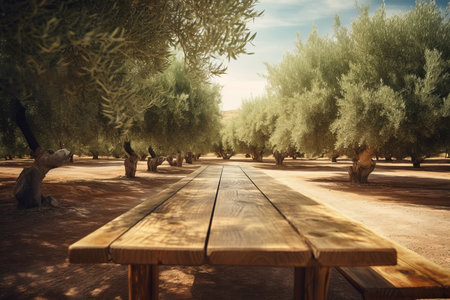 Olive tree table. Cooking virgin extra. Generate AIの素材