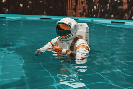 Astronaut pool summer water. person art. Generate AIの素材