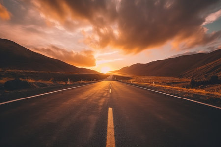 Blurry mountain road. travel summer country. Generate AIの素材