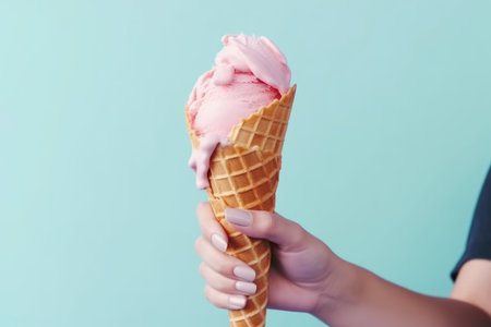 Pink ice cream. Food summer dessert. Generate AIの素材