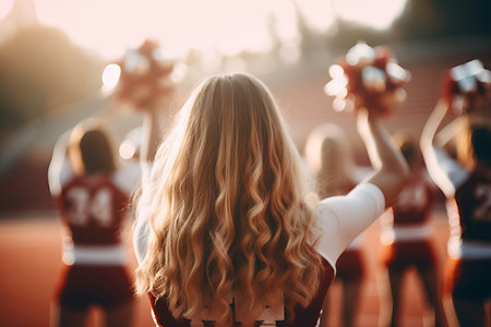 Cheerleaders cheering game dancing. school sport game. Generate AIの素材
