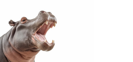 Screaming hippopotamus banner wildlife. zoo safari. Generate AIの素材