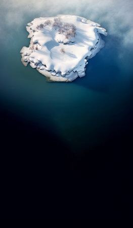 Snow island vertical banner. sky arctic. Generate AIの素材