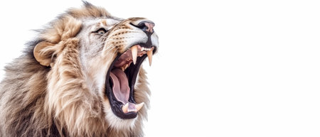 Lion screaming banner. wild side. Generate AIの素材