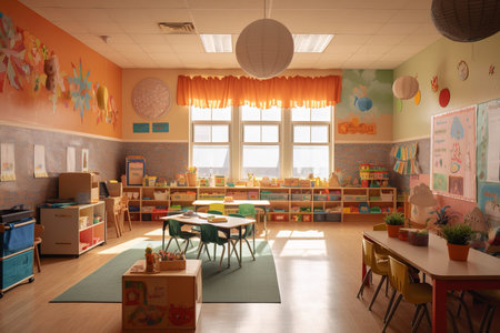 classroom preschool. Nursery interior toy. Generate AIの素材