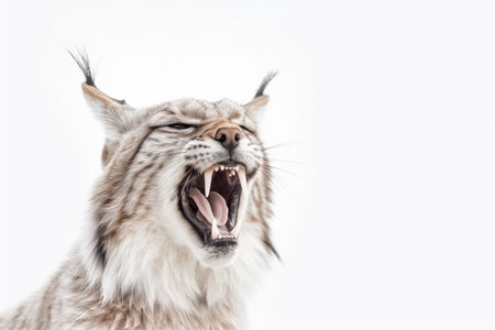 Lynx screaming cat. face teeth. Generate AIの素材
