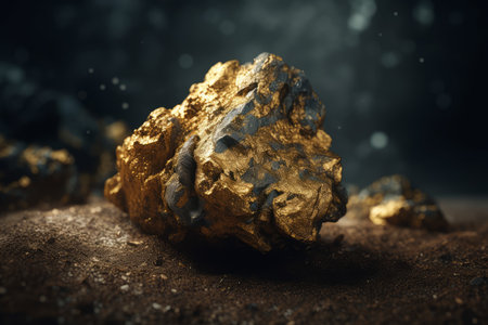 Nugget rough rocky. Mineral cash gravel. Generate AIの素材