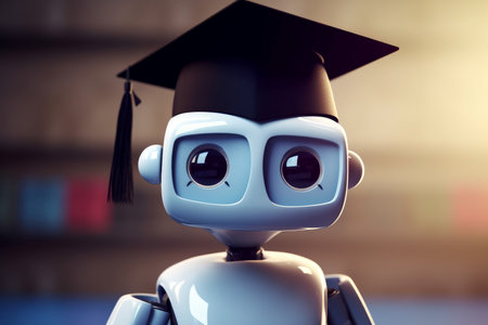 Robot graduation cap. study data. Generate AIの素材